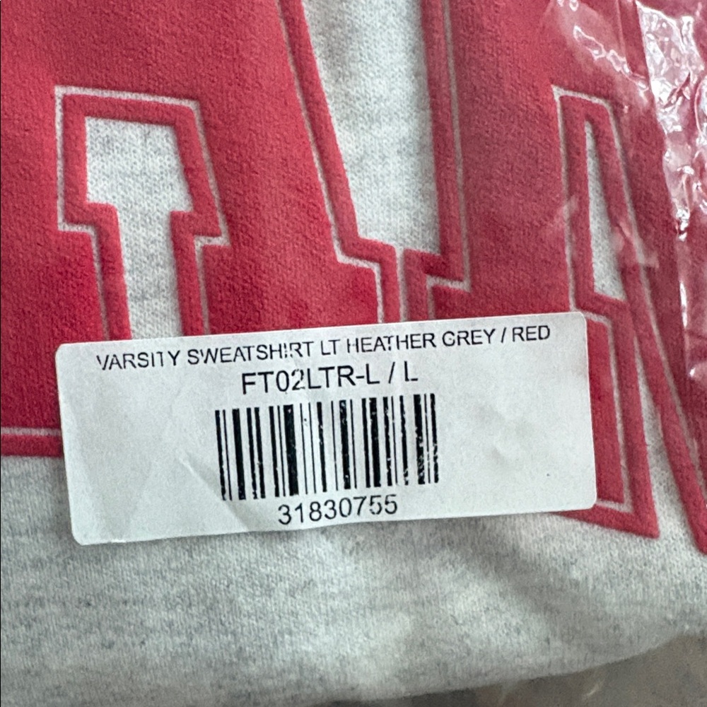 THE BAR - VARSITY SWEATSHIRT LT HEATHER GREY/BIG APPLE RED (LARGE) - Picture 6 of 7